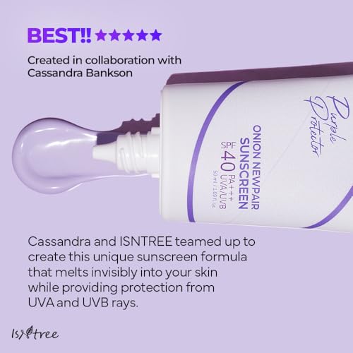 ISNTREE Onion Newpair Sunscreen 50ml, 1.69 fl.oz | SPF 40 | Korean Skincare | Hydrating Sun Protector | Evens Skin Tone | Purple Sunscreen | Broad Spectrum