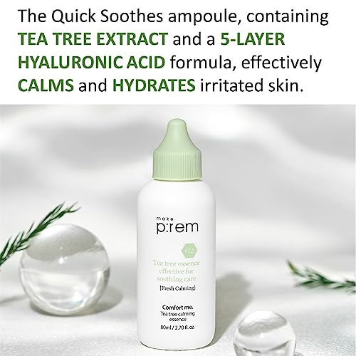 [make p:rem] Comfort me. Tea tree calming essence | soothing essence | lightweight and watery essence | Quick-Absorbing | essence for sensitive skin | 80ml, 2.70 fl.oz. | MAKEP:REM makeprem