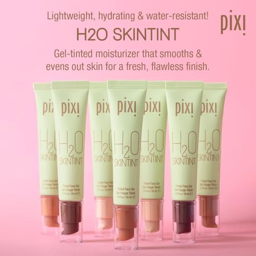 Pixi H2O SkinTint | Tinted Gel Moisturizer | Lightweight, Hydrating & Water-Resistant | Evens Tone & Reduces Redness | Mocha | 1.2 fl oz/35 ml