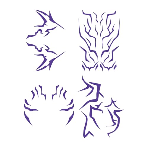 Anime Purple Temporary Tattoos for Dance, Cosplay, Halloween Accessories Temporary Tattoos Cosplay Tattoos Stickers Prop Demonn Cosplay Accessories (A)