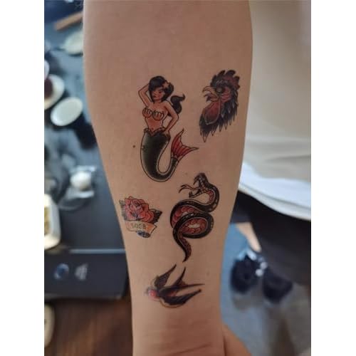 Anchor Skull Swallow Temporary Tattoo Sticker Waterproof Adult Men Women Hand Arm Shoulder Body Art 15X11cm Set of 4 (SF200)
