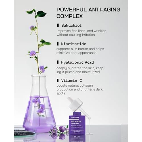 Bakuchiol Retinol Serum - Anti Aging Serum for Face & Eyes - Korean Skincare Retinol Alternative - Fine Lines & Wrinkles - Rejuvenation Facial Skin Care Booster - Bakuchiol Niacinamide Hyaluronic Acid