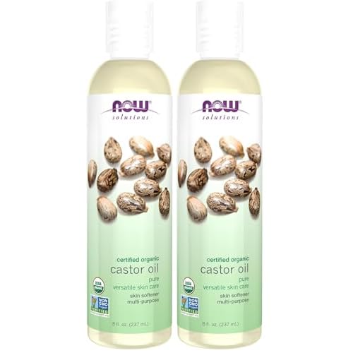 NOW Solutions, Organic Castor Oil, 100% Pure Versatile Skin Care, Multi-Purpose Skin Softener, 8-Ounce (Pack of 2)