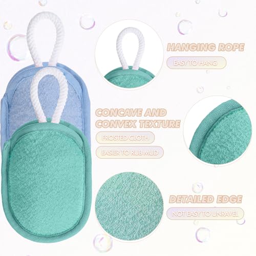 Sunnyray 12 Pcs Bath Body Exfoliating Soap Saver, Exfoliator Scrubber Pouch, Bath Loofah Sponge Body Scrubber Shower Sponge Exfoliating Mesh Pouf for Women and Men Bathing (Soft Color)
