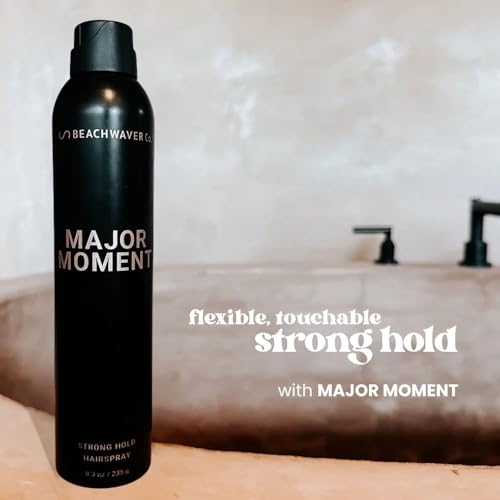 The Beachwaver Co. Major Moment Strong-Hold Hairspray - Travel Size (1.4 Oz) | Extra-Strength Vegan Hairspray For Long-Lasting Styles w/Brushable Finish - Removes Frizz & Locks In Style