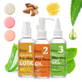 Pre Wax Spray and After Wax Spray, Triple-bottle Skin Care Set with Pre-wax Cleanser, Wax Remover Oil and Skin Soother Organic Aloe Vera Gel for Sensitive Skin - 100ML