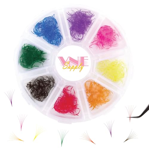 500pcs Mixed Colorful Lash Extensions | Premade Mega Volume Fans | Colored Lash Extension | Russian Volume Eyelash Extensions 3D | Length 16mm | 8D D Curl