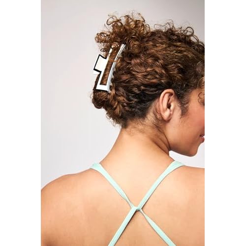 Goody Sport Forever SlideProof Rectangle Claw Clips - 4 Ct (2 Large for Thick Hair + 2 for Fine Hair), 3X Stronger, Sport-Level Grip for Workout