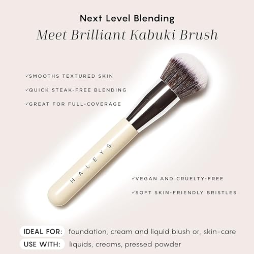 HALEYS Deluxe Makeup Brush Set 4 pcs: Soft, Streak-free, Perfect Blending, Buff, Blurs and Smooth, Premium Luxury Synthetic Bristles, For Liquid, Cream or Powder, Vegan, Cruelty-free, Sustainable Wood
