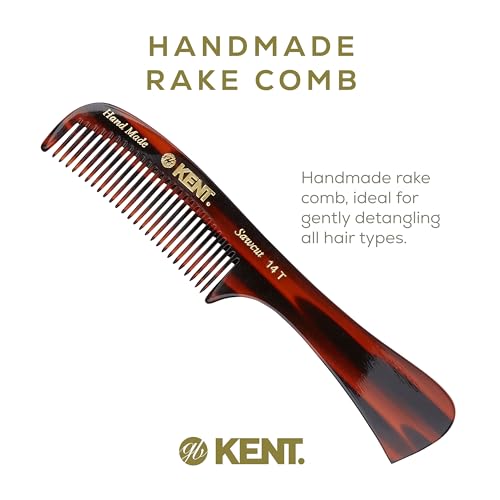 Kent 14T Hair Detangling Comb, Wide Tooth Comb for Long Hair, Wet and Dry Handmade Detangler for Women, Saw-Cut and Hand Polished Made in England