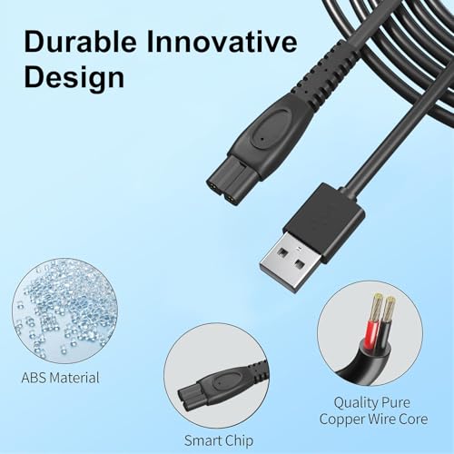 5V Charger Compatible with Philips Norelco qp2724 mg5910 mg9525 mg7910 MG9510 MG9520 PQ888 PQ889, One Blade Power Cord for Philips Norelco Shaver 2400 3600 USB Charging Cable
