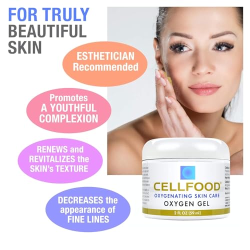 Cellfood Oxygen Gel - 2 oz, 2 Pack - Nutrient Rich - Provides Moisture & Protection, Decreases Look of Fine Lines - Aloe Vera, Lavender Blossom Extract, Cellfood & Glycerine - Hypoallergenic, Non-GMO