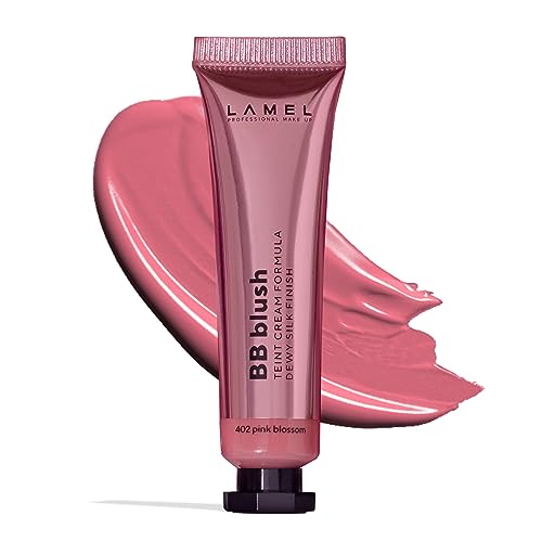 Lamel BB Blush for Cheeks Makeup - Lightweight and Long Lasting Liquid Blush - Blendable Cream Formula for Cheeks, Natural Finish Cream Contour - 402 (Pink Blossom) - 10ml/0,33fl.oz