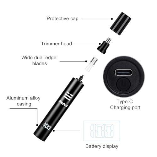 2 Pack Nose Hair Trimmer for Men & Women Professional Painless Eyebrow Facial Hair Trimmer for Male and Female Travel Ear and Nose Hair Clipper USB Rechargeable Trimmers with Digital Display