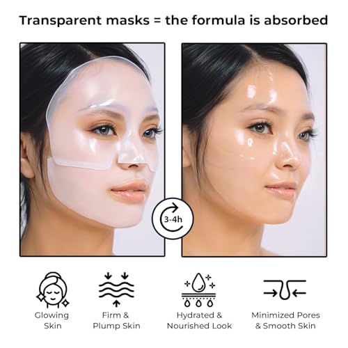 MONIER Collagen Face Mask | Bio-Collagen Real Deep Mask, Overnight Sheet Mask for Glass Skin, Facial Beauty Korean Skin Care - For Dry & Sensitive Skin (4 Pack)