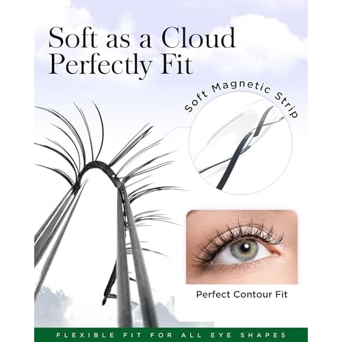 BEYELIAN Magnetic Eyelashes with Applicator Kit, Upgrade Soft Magnetic Lashes Reusable False Eyelashes Natural Look, No Glue Needed Eyelashes for Eye (Lightweight & Comfortable)