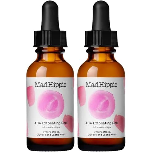 Mad Hippie AHA Exfoliating Peel ? Lactic & Glycolic Acid Peel, Goji Berry, Peptides, Hyaluronic Acid & Niacinamide, Discoloration Correcting Serum, Anti-Aging, 1.02 Oz (Pack of 2)