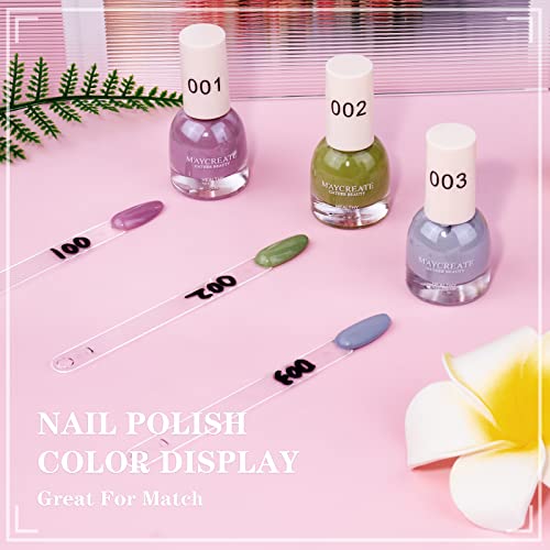 Nail Polish Organizer 2Pcs with 120Pcs Clear Nail Color Swatches Display for Gel Polish Spiral Nail Sample Practice Sticks