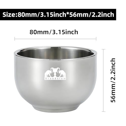 Grandslam Razor & Brush Stand with Double Stainless Steel Bowl Set for Shave Soap, Safety & Straight Razors, Silver