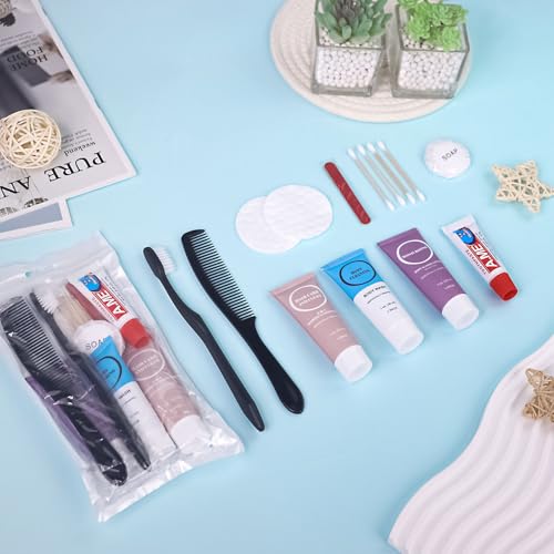 Toiletries Kits Bulk Disposable Travel Supplies, Personal Hygiene Care Essentials Men Women Trial Size Toiletry Sets Amenities for Hotel/Camping/ Charity/Homeless/Shelter/Relief 7 in 1 (40 Pack)