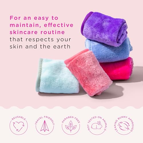ERASE YOUR FACE Disposable Face Towels - Alternative for Makeup Remover Wipes - Dual-Sided, Fragrance-Free & Safe for Sensitive Skin - Stocking Stuffers for Women, Pink (50 Count)