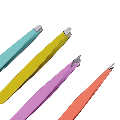 Leadigol 4 Pcs Eyebrow Tweezer, Stainless Steel Eyebrow Tweezer Set Hair Pluckers Clip Eyelash Extensions Tweezers Eyebrow Pinch Makeup Tools for Women Girl