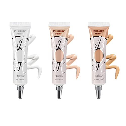 3 Pack Matte Eyeshadow Primer for Oily Lids No Crease White Medium Dark Cream Eye Primer Makeup Eyeshadow Base Waterproof & Long Lasting Eyelid Primer Liquid Eye-shadow for All Shadows (Set E)
