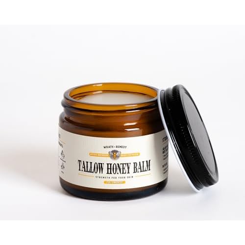Organic Beef Tallow for Skin - 2OZ (Unscented, Concentrated) ? Grass Fed Beef Tallow for face + Body ? US-Made Tallow and Honey Balm Moisturizer for Dry & Sensitive Skin, Eczema, Rosacea(No Additives)