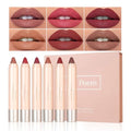 6 Pcs Sheer Matte Lip Liner Lipsticks Set with Retractable and Long-Lasting Lip Crayon Lipstick for Gift Women Makeup