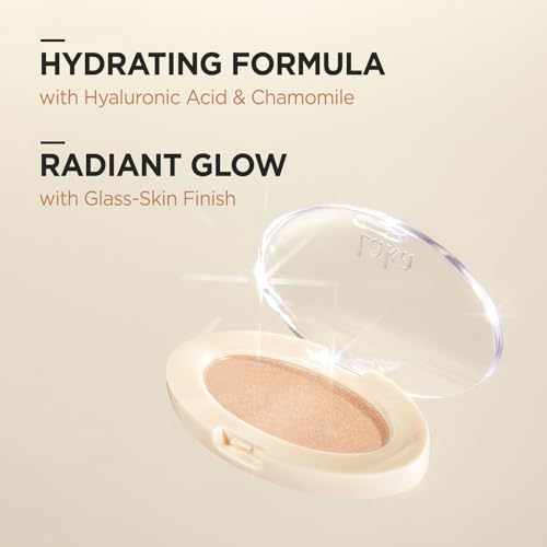 Laka Dream Beam Highlighter, 2.8g/0.09oz, Hydrating Powderwith Hyaluronic Acid & Chamomile for Radiant, Long-Lasting Glow, Glass Skin, K-Beauty (#01 Natural Beam)