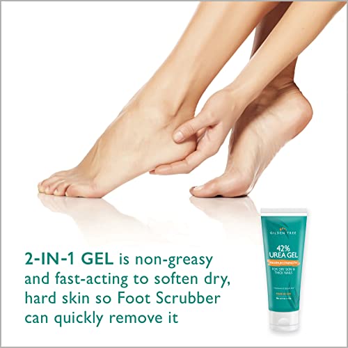 GILDEN TREE Nourishing Foot Cream + Max Strength 42% Urea Gel + Foot Scrubber Bundle