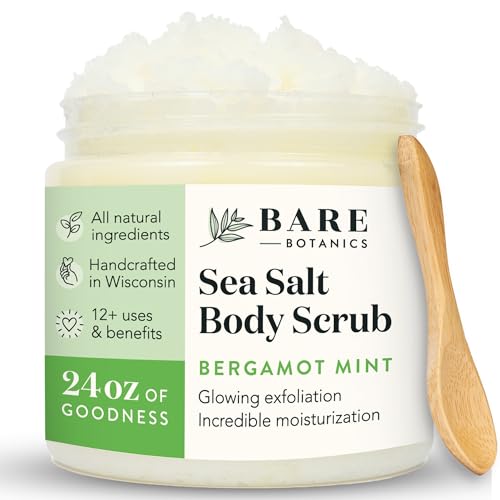Bare Botanics Exfoliating Shower Gloves + Bergamot Mint Body Salt Scrub