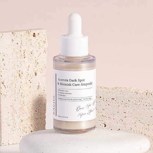 RAVIEL Acerola Dark Spot & Blemish Care Ampoule ? Vitamin C Serum for Dark Spots, Uneven Tone, Dull Skin & Skin Clarity, Korean Skincare, 30ml 1.01 fl oz