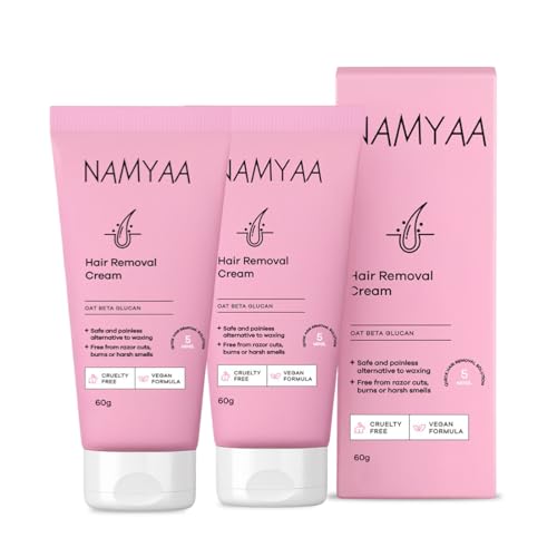 Namyaa Hair Removal Cream for Intimate Skin with Free Vitamin C Serum, 60 gram, Pack of 2