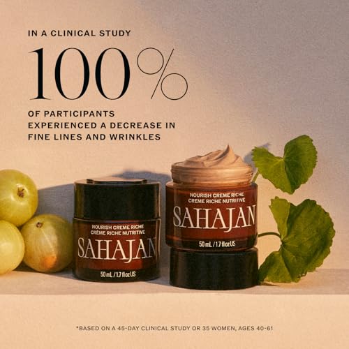 Sahajan Nourish Cr?me Riche with Vitamin C + Centella | Clinically-Proven Clean Ayurvedic Anti-Aging Rich Facial Moisturizer | Fine Lines & Wrinkles, Firming, Anti-Aging | 1.7 fl oz