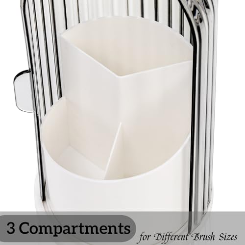 Makeup Brush Holder Organizer with Lids, 360¡ÆRotating Clear Dustproof Make Up Brush Container Box, Vanity Spinning Cosmetic Tools Storage Cup for Desktop Office Bathroom Countertop