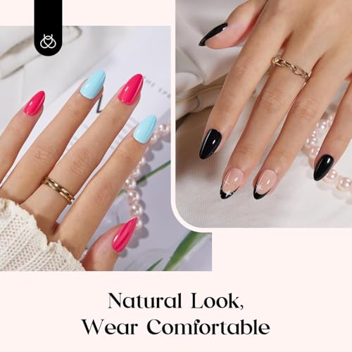 Beetles Press on Nails Kit 720Pcs 24 Colors, Short Almond Press on Nails Glossy Matte Glitter With Nail Glue & Nail Tabs Stickers, Natural Fit Lightweight Fake Nails Kit Art For Women Girls