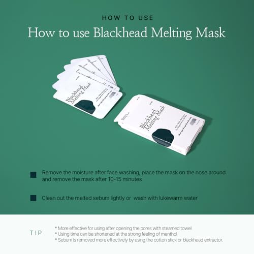 Blackhead Melting Mask 5ea - Gentle Nose Mask for Blackhead Dissolving, Pore Tightening, Exfoliating with BHA, Salicylic Acid, Centella Asiatica, Oil Control