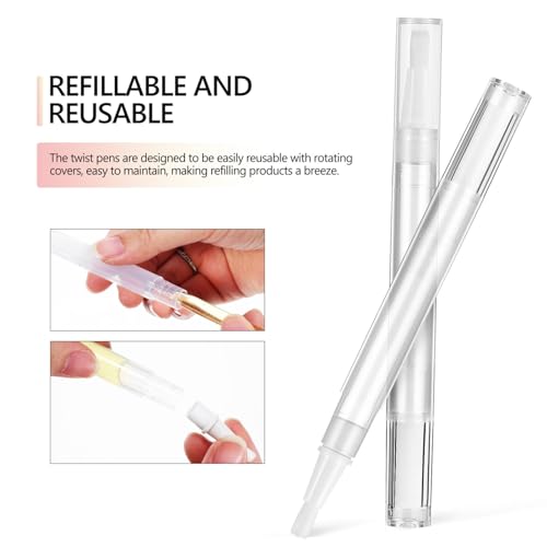 Beaupretty 40pcs 3ml Cuticle Oil Pen with Stickers Refillable Empty Twisting Pens Sample Lip Gloss Pens With Brush Tip for Traval (Pack of 2)