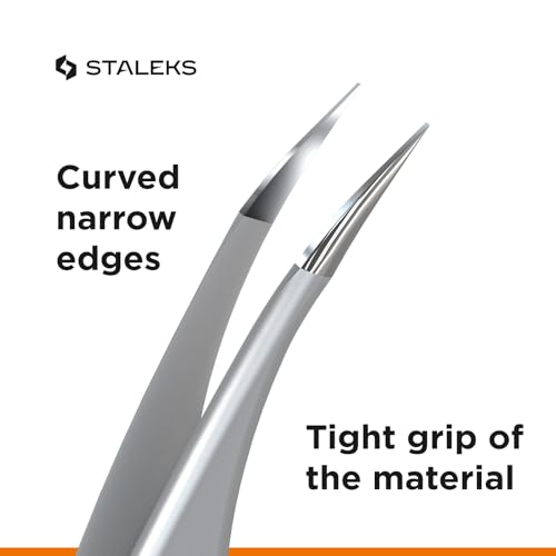 Staleks Pro Professional Eyelash Tweezers Expert 40 Type 11 ? Curved ? Lash Separation ? Stainless Steel ? Anti-Fatigue Design