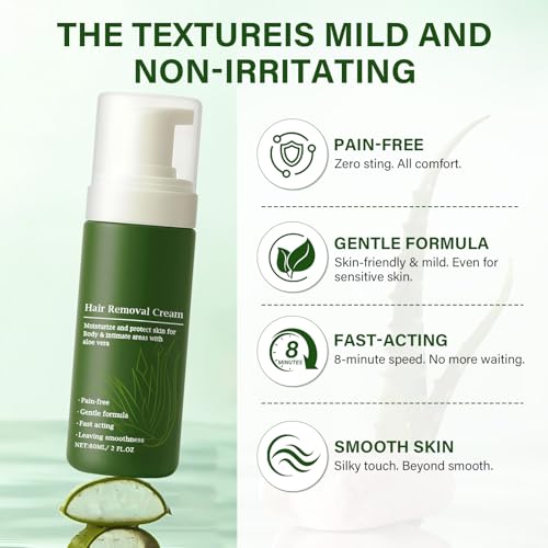 Botan Man Hair Removal Cream with Natural Aloe Vera ? Body & Intimate Areas, Men's No-Shave Hair Removal Spray for Face