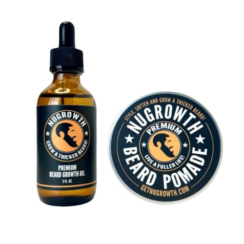 Beard Growth Kit for Black Men ? Beard Oil & Shea Butter Balm Set ? Softens, Moisturizes & Promotes Thicker Beards with Avocado, Mint & Jamaican Black Castor Oils (4 fl. oz.)