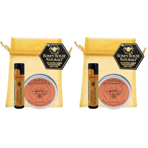 Honey House Naturals 2 Piece Gift Set, All Natural, Ultra Moisturizing Lotion Bar and Lip Butter Infused with Essential Oils, Made in USA, (Variant Name) (Pack of 2)