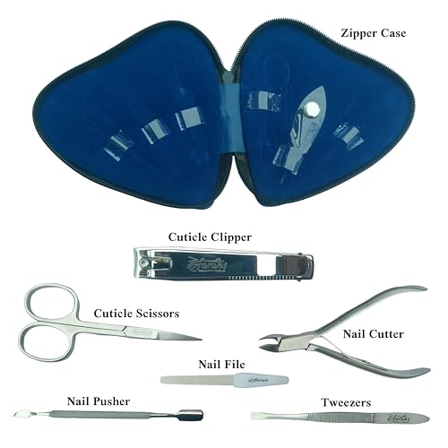 Professional 6-Piece Manicure Instruments Kit ? Made with German Quality heavy-duty stainless steel, and rust-free. Grooming gift set for Men & Women