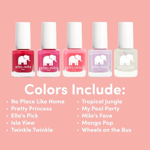 ella+mila Professional Nail Polish Set - Quick Dry Nail Polish - 10 Pack Vibrant Colors - Vegan Non-Toxic Fingernail Lacquer for Kids & Women - Long-Lasting & Chip Resistant (10 Pack x 0.24 fl oz)