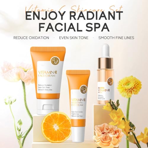 Skincare Set Gifts for Teenagers Girls, Vitamin C Skin Care Set Travel Size Skin Care Set Hydrating Skin Reduce Wrinkles Includes Face Serum,Eye Cream,Face Cream Smoothing Fine Lines£¨3PCS£©
