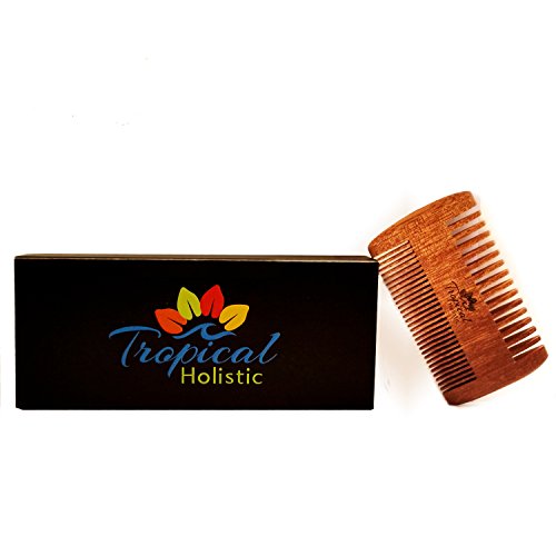 Tropical Holistic Natural Beard Grooming Kit for Men, 3-in-1 Set, Boar Bristle Brush, Handmade Wood Comb, 100% Pure Unscented Hair Treatment Oil 2 oz, Travel Bag