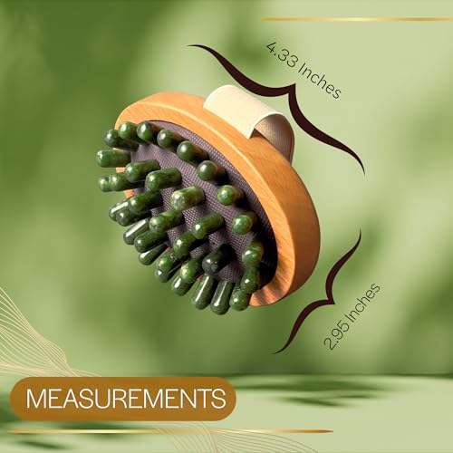 Natural Jade Body Brush with Beechwood Handle | Jade Massage & Lymphatic Brush for Full Body | Eco-Friendly Wellness Tool