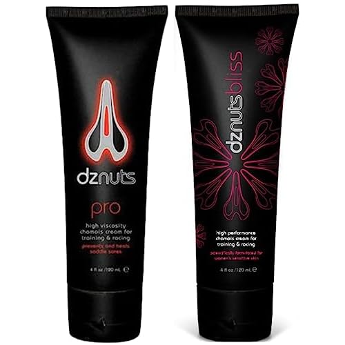dznuts - Men's Pro Chamois Cream and Women's Bliss Chamois Cream - Anti-Chafing Cream for Saddle Sores, Rubbing, and Inner Thigh Friction for Cyclists, Runners, Triathletes (4 fl oz Each)