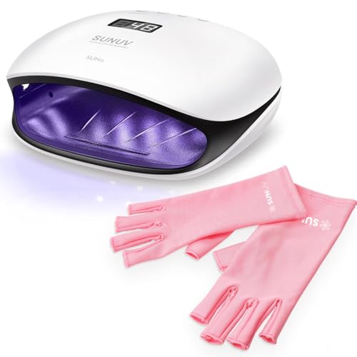 SUNUV SUN4 48W UV LED Nail Lamp, UV Gloves Pink, UV Light for Nails, Nail Dryer for Gel Polish for Home Salon